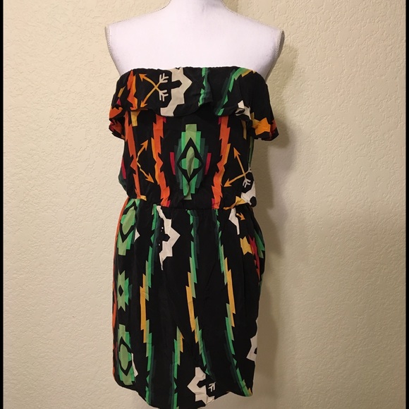 Rare Amanda Uprichard “Rasta” Strapless Silk Dress - Picture 1 of 4